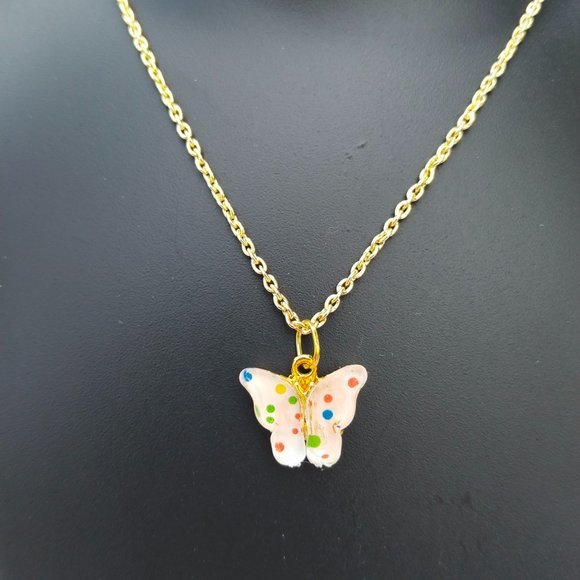 Colorful Acrylic Butterfly Necklace - Picture 2 of 2